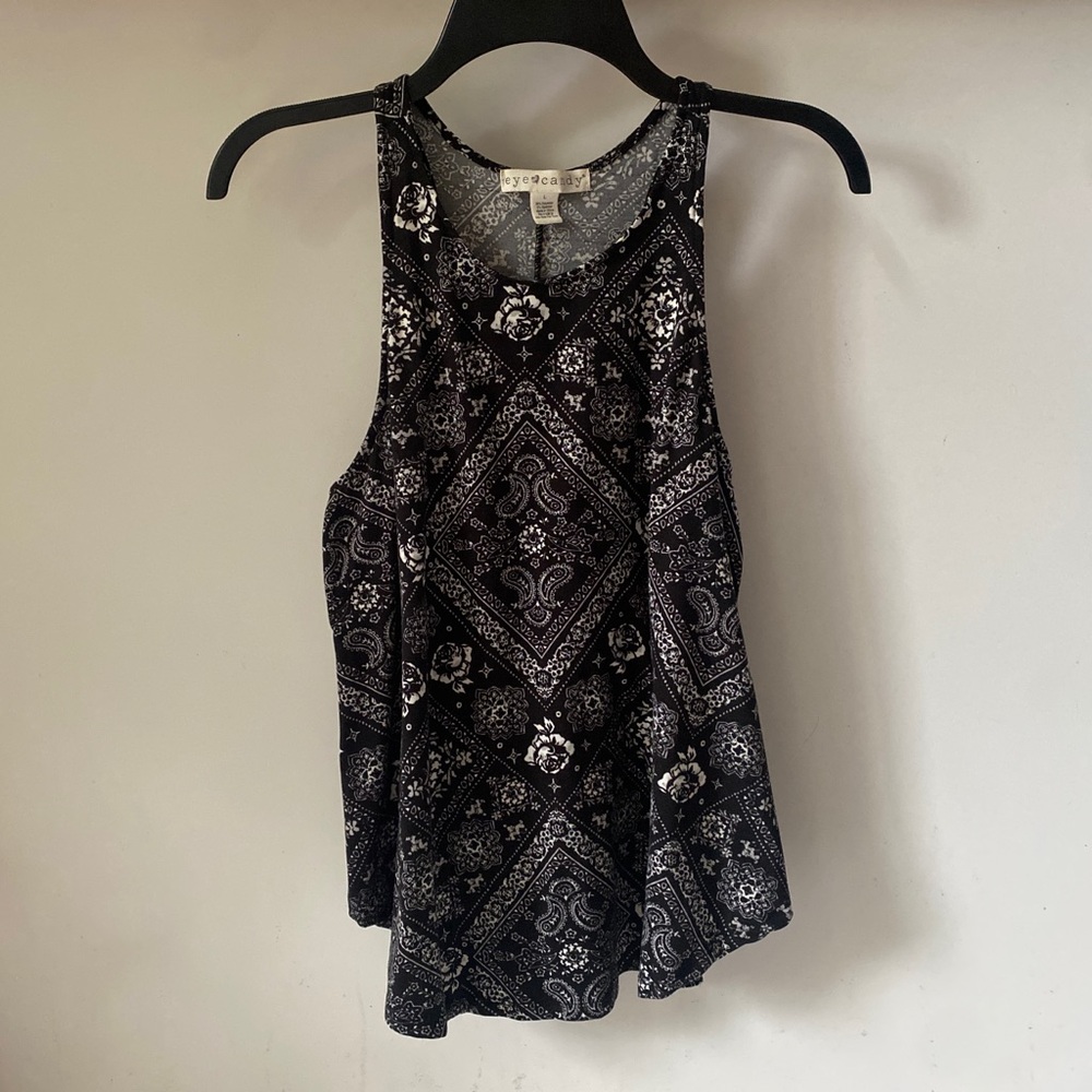 Eye Candy Black and Gray Patterned Top